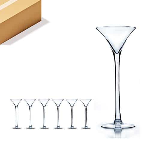 Clear Good Quality Martini Glass Vase / Holder. Open: 6″. Height: 16″. Wholesale Lot (6 pieces) VMG0616 | Rental