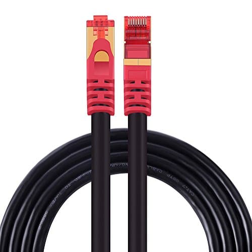 Outdoor Cat 7 Ethernet Cable, ShineKee 60ft 26AWG Heavy-Duty Cat7 Networking Cord Patch Cable RJ45 10 Gigabit 600Mhz LAN Wire Cable STP Direct Burial Ethernet Cable | Rental