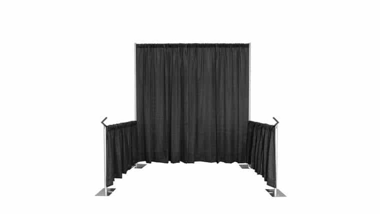 10′ x 10′ Expo Pipe & Drape Booth w/Banjo Drape Package w/8′ Backdrop & 3′ Sides | Rental 10′ x 10′ Expo Pipe & Drape Booth w/Banjo Drape Package w/8′ Backdrop & 3′ Sides | Rental