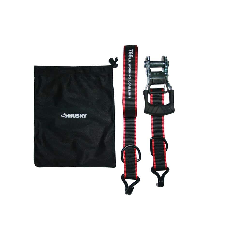Husky — 1-1/4 in. x 16 ft. Bar Ratchet Tie-Down Strap with J Hook and Mash Bag | Rental