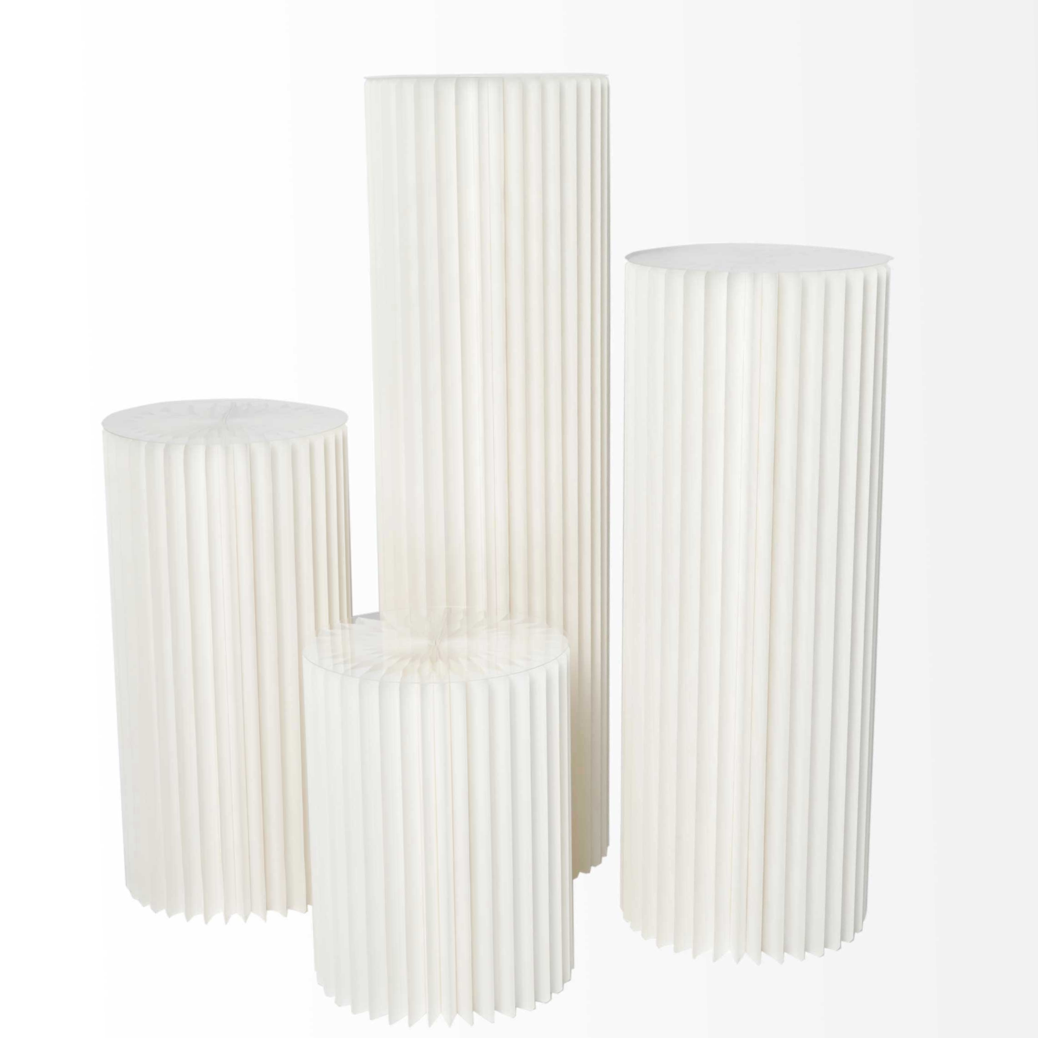 Accordion Foldable Paper Pedestal Display Stand with Top Plate 4 pcs/set – White | Rental