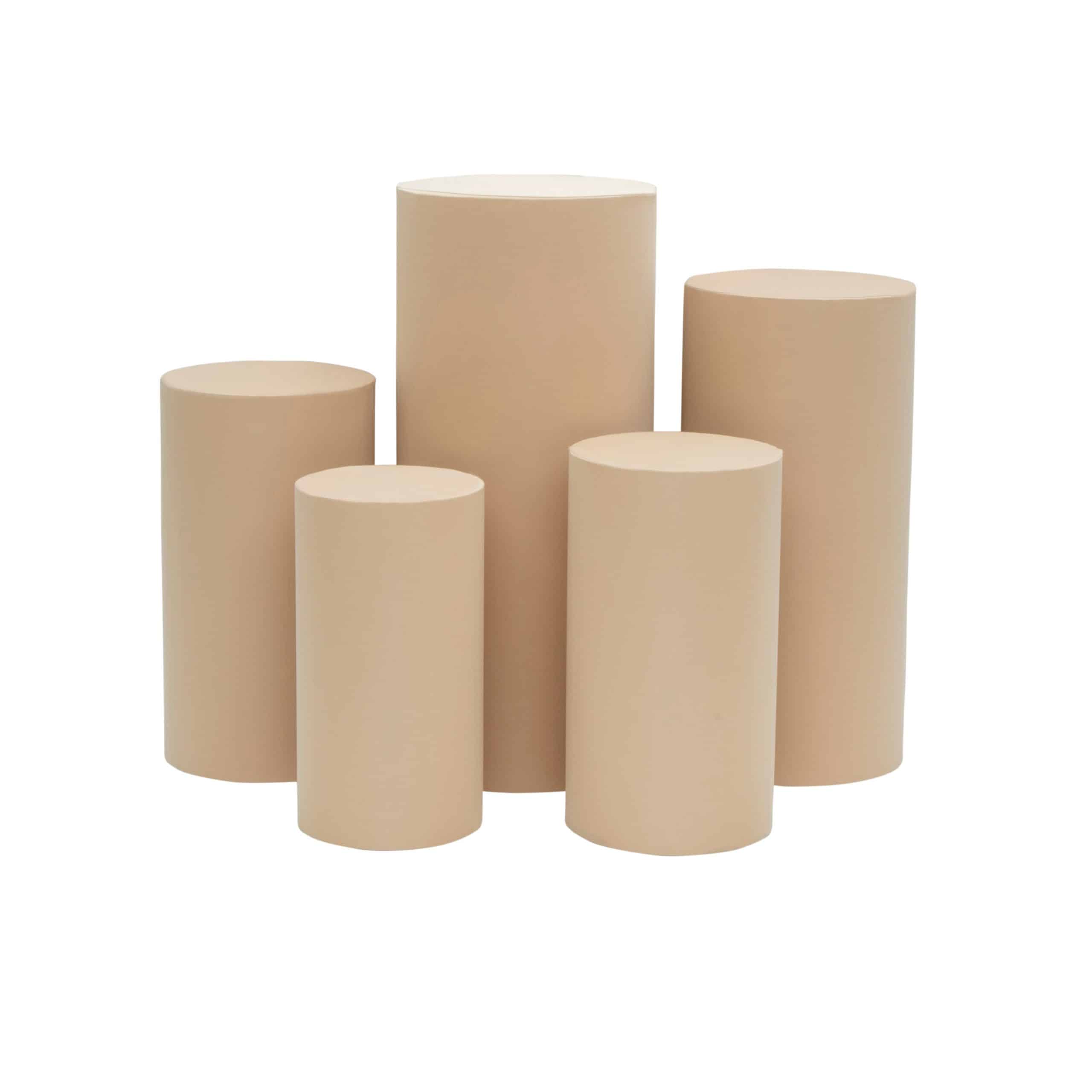 Spandex Pillar Covers for Metal Cylinder Pedestal Stands 5 pcs/set – Champagne | Rental