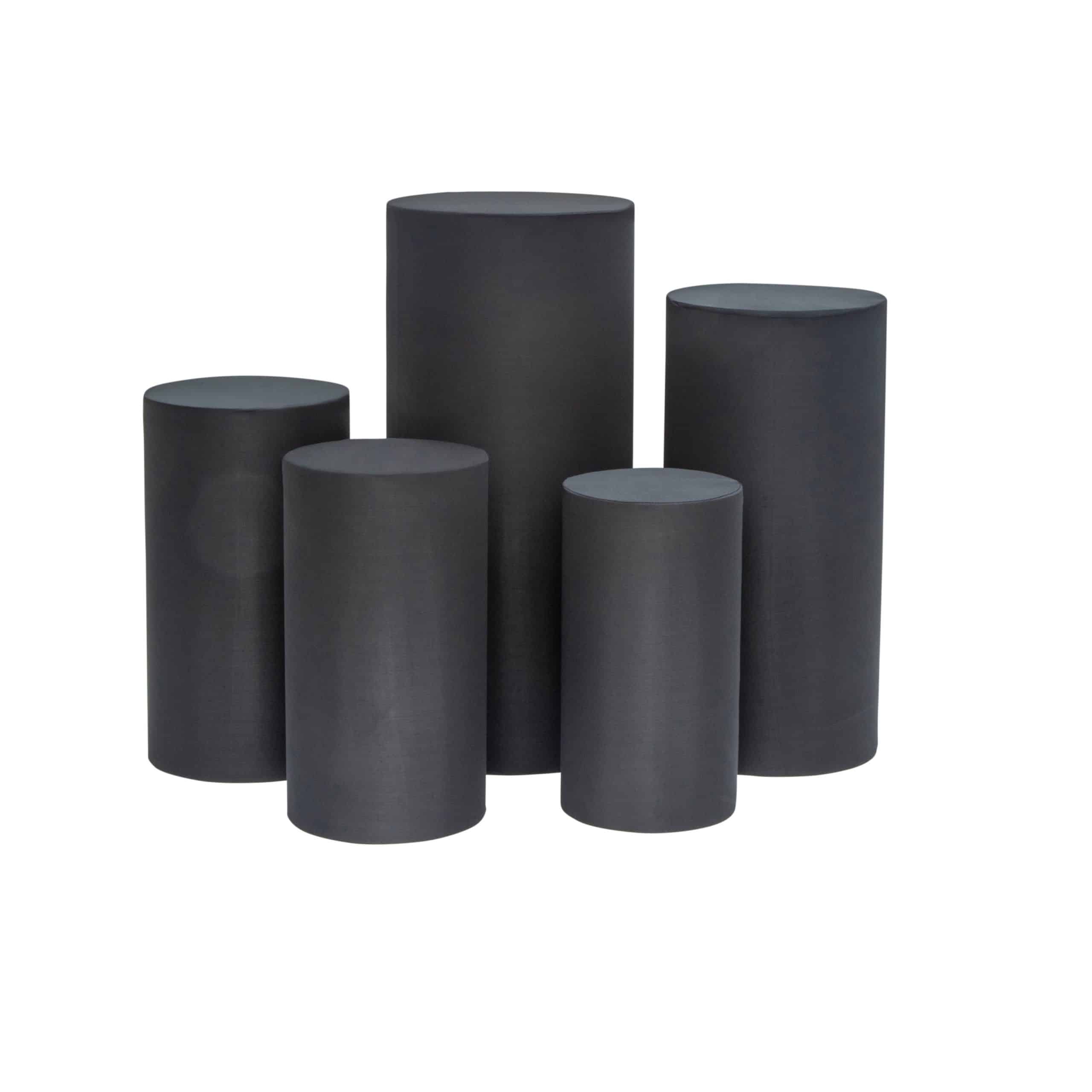 Spandex Pillar Covers for Metal Cylinder Pedestal Stands 5 pcs/set – Black | Rental