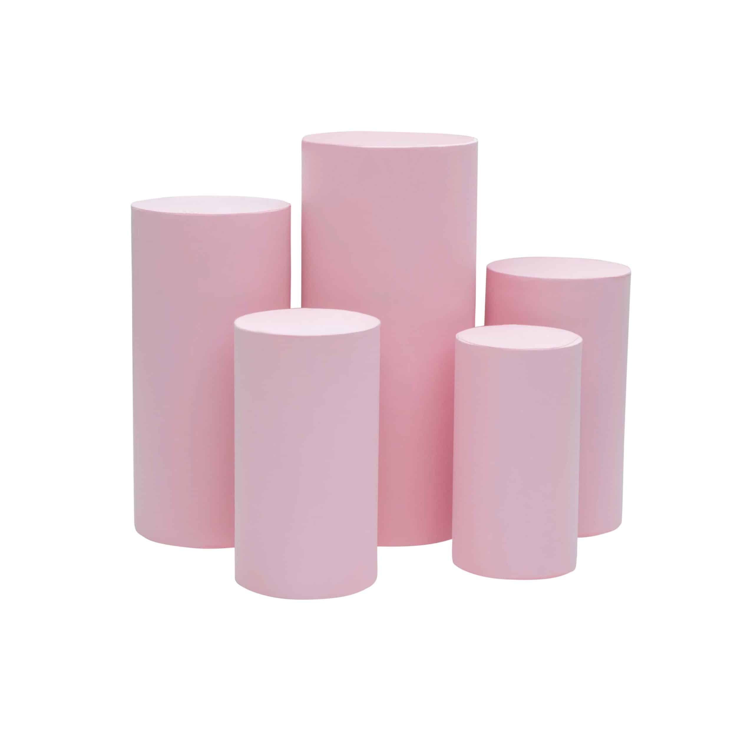 Spandex Pillar Covers for Metal Cylinder Pedestal Stands 5 pcs/set – Pink | Rental
