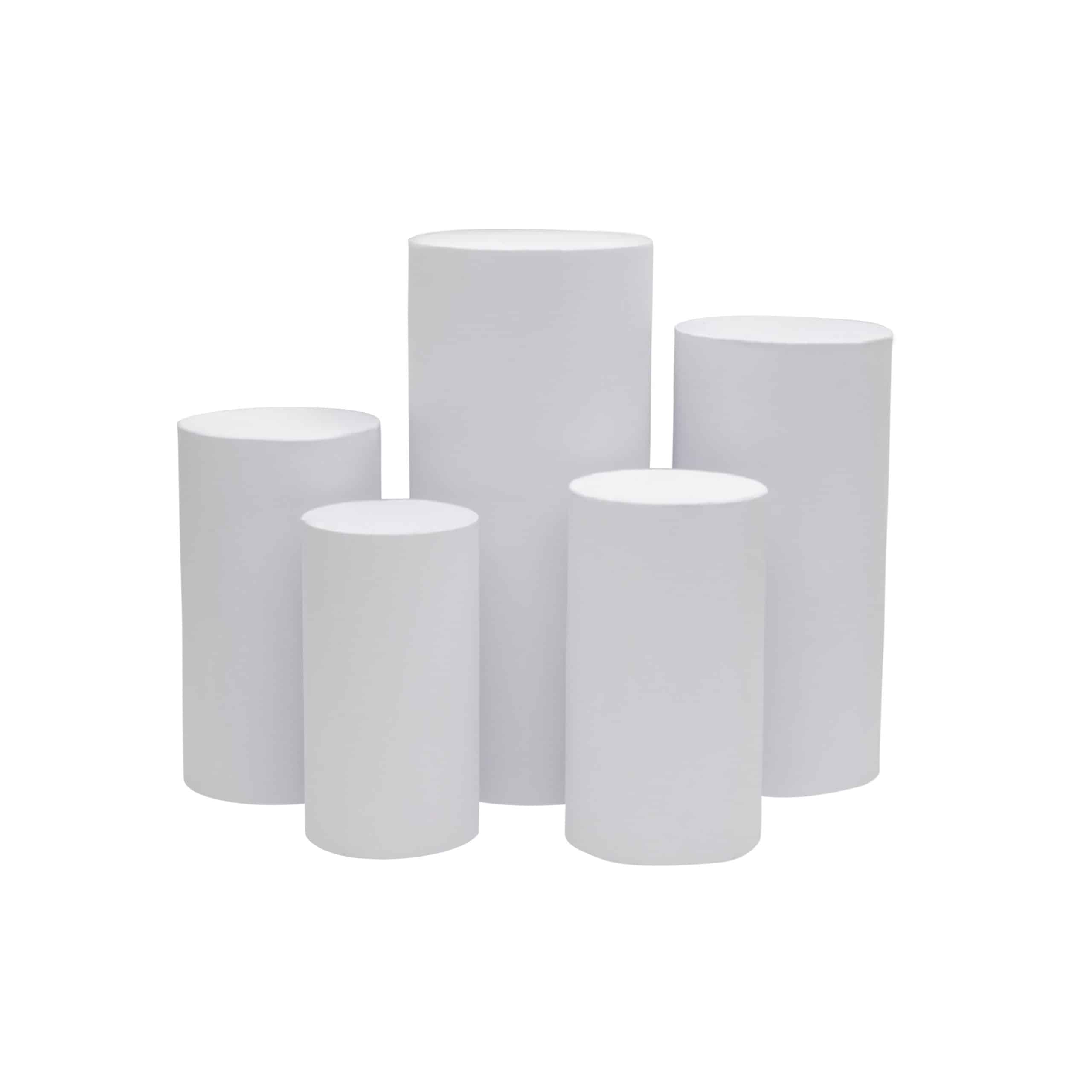 Spandex Pillar Covers for Metal Cylinder Pedestal Stands 5 pcs/set – White | Rental