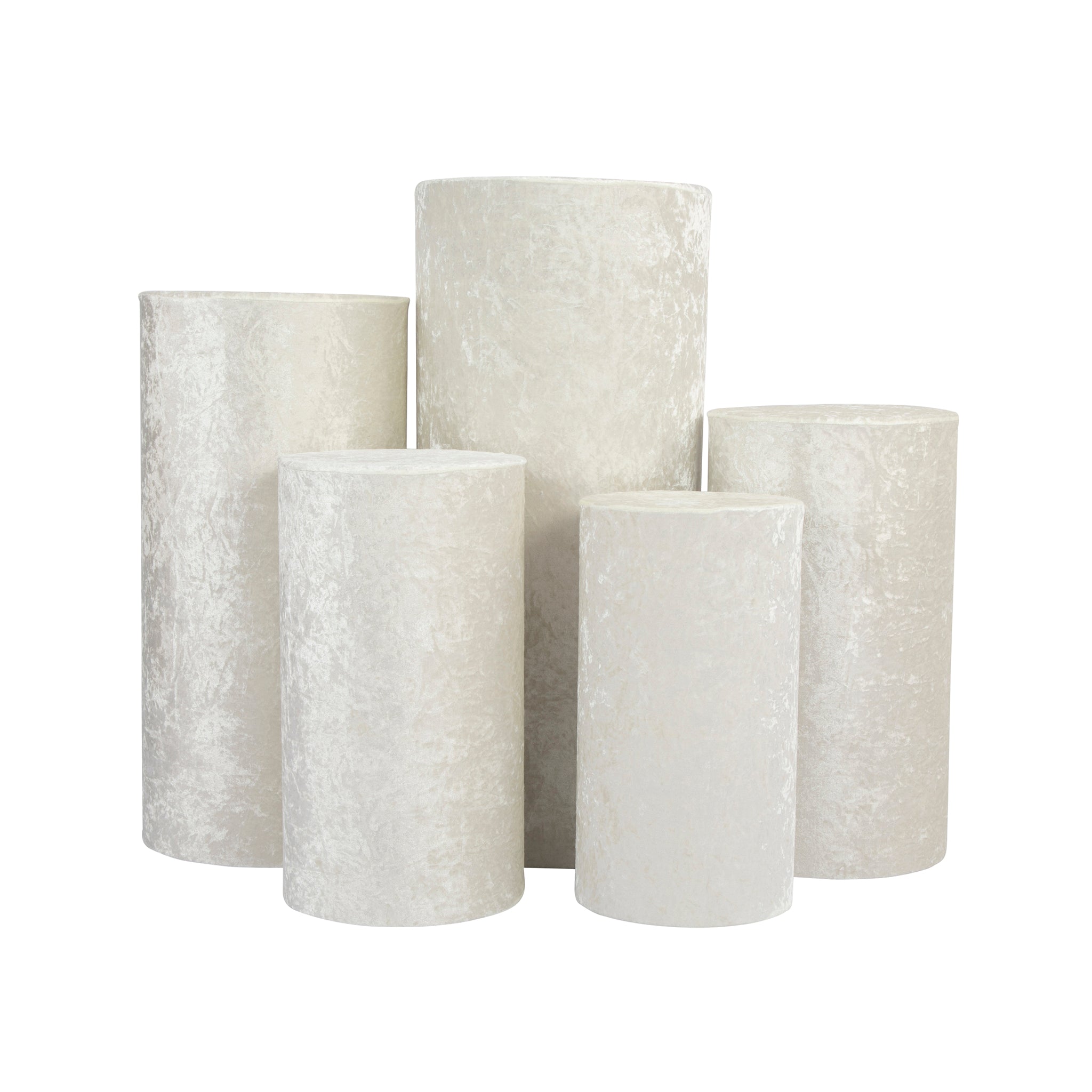 Velvet Covers for Metal Cylinder Pedestal Stands 5 pcs/set – Ivory | Rental