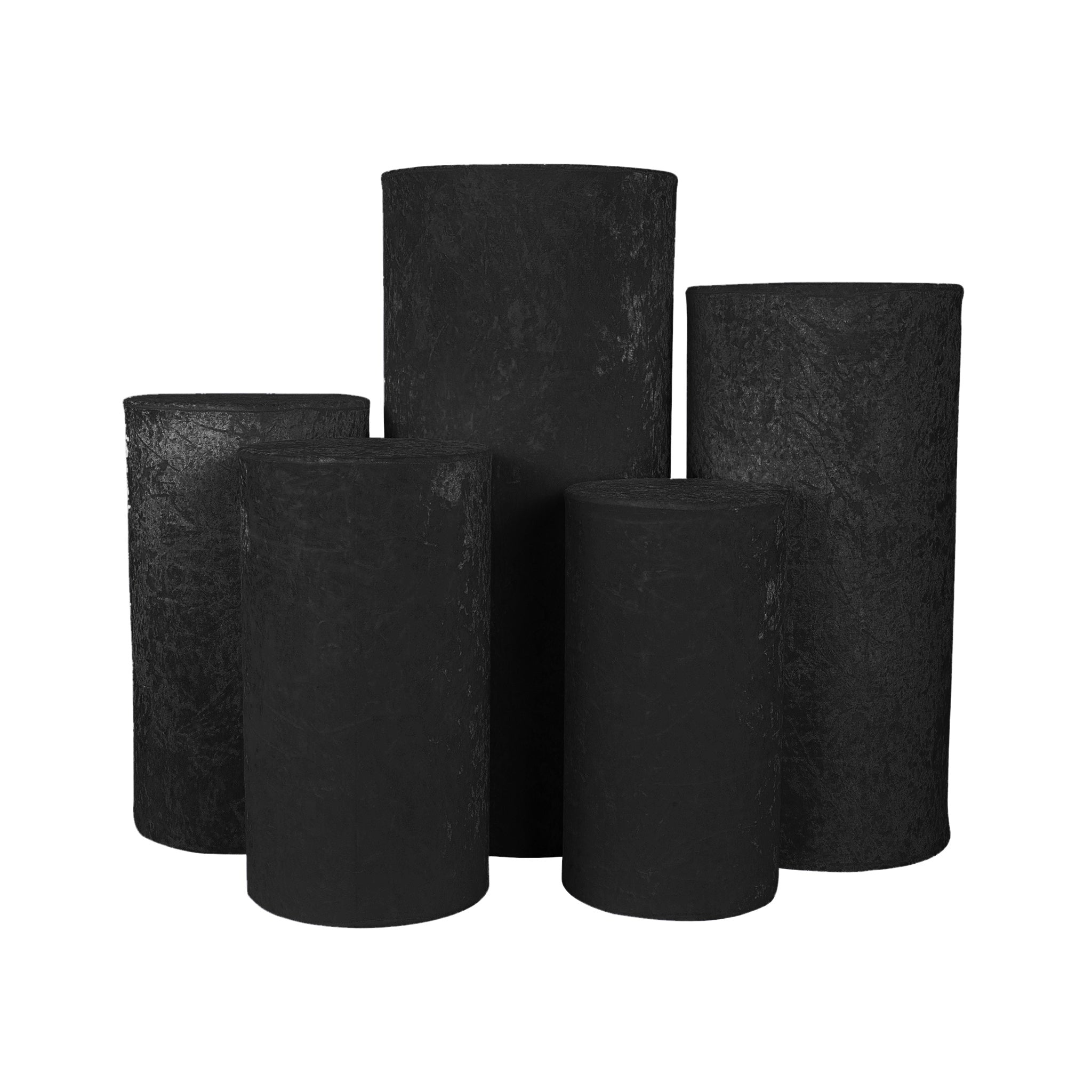 Velvet Covers for Metal Cylinder Pedestal Stands 5 pcs/set – Black | Rental