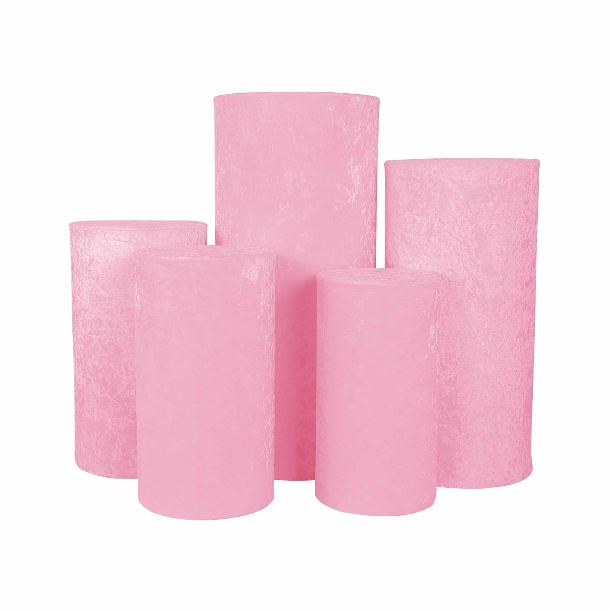 Velvet Covers for Metal Cylinder Pedestal Stands 5 pcs/set – Pink | Rental
