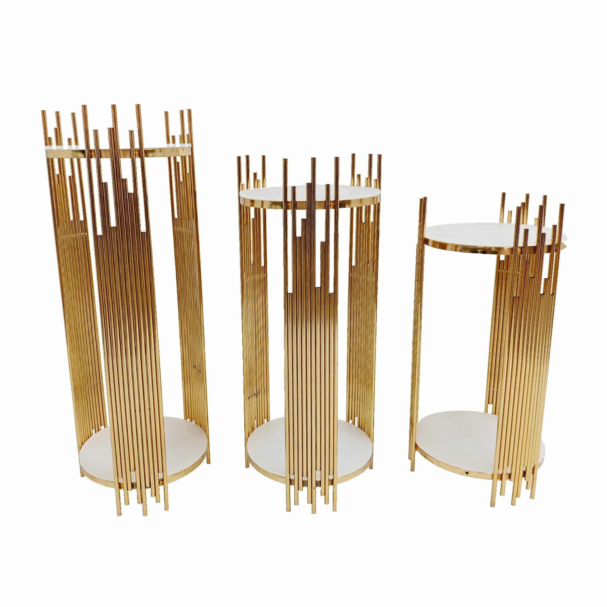 3 pcs of Gold Plinths Round Display Stand | Rental
