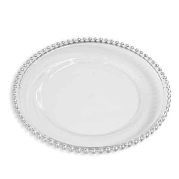 Decostar™ 12.5in Plastic Charger Plate with Beaded Rim 12½” – Silver – 24 Pack | Rental