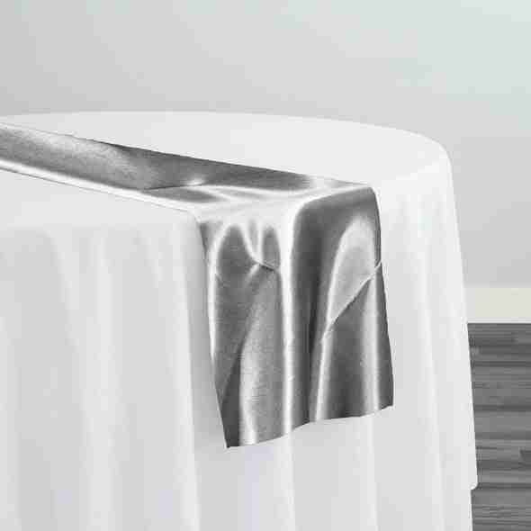 Bridal Satin Table Runner in Silver 606 | Rental Bridal Satin Table Runner in Silver 606 | Rental