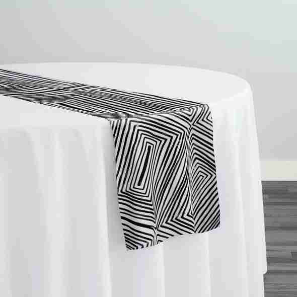 Modena (Poly Print) Table Runner in Black | Rental