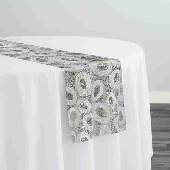 Sienna Design Table Runner in Silver White | Rental