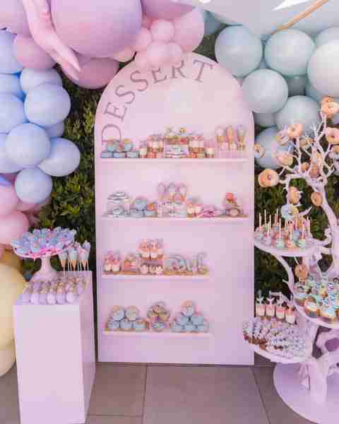 Light Pink Arch Shelf Display Wall | Rental