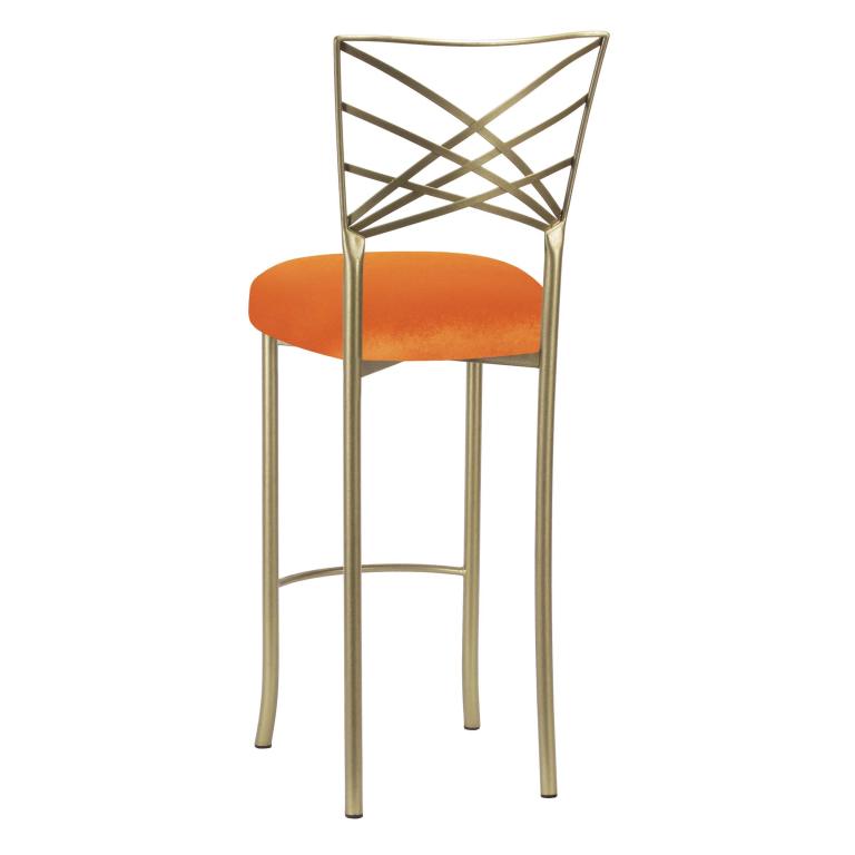 Gold Fanfare Barstool with Orange Velvet Cushion – Chameleon Chair Collection | Rental Gold Fanfare Barstool with Orange Velvet Cushion – Chameleon Chair Collection | Rental