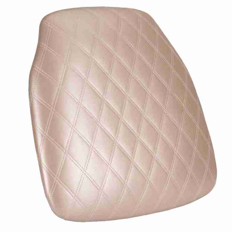 rose gold vinyl panel back chiavari cushion with bentley stitching and