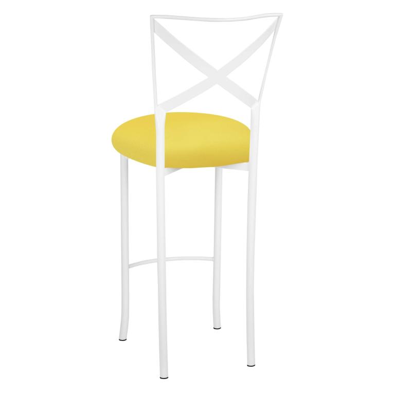 Simply X White Barstool with Bright Yellow Stretch Knit Cushion – Chameleon Chair Collection | Rental