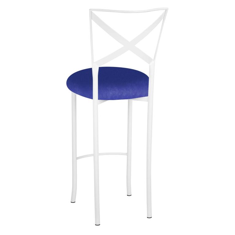 Simply X White Barstool with Royal Blue Stretch Knit Cushion – Chameleon Chair Collection | Rental