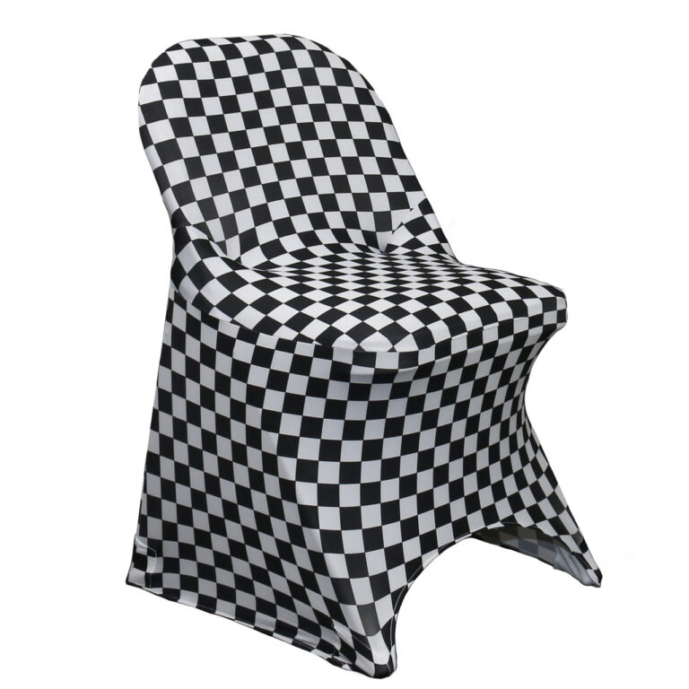 Stretch Spandex Folding Chair Covers Black and White Checkered | Rental Stretch Spandex Folding Chair Covers Black and White Checkered | Rental